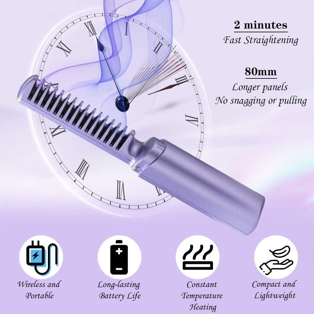 Mini Hair Straightener Comb - Rechargeable and Portable